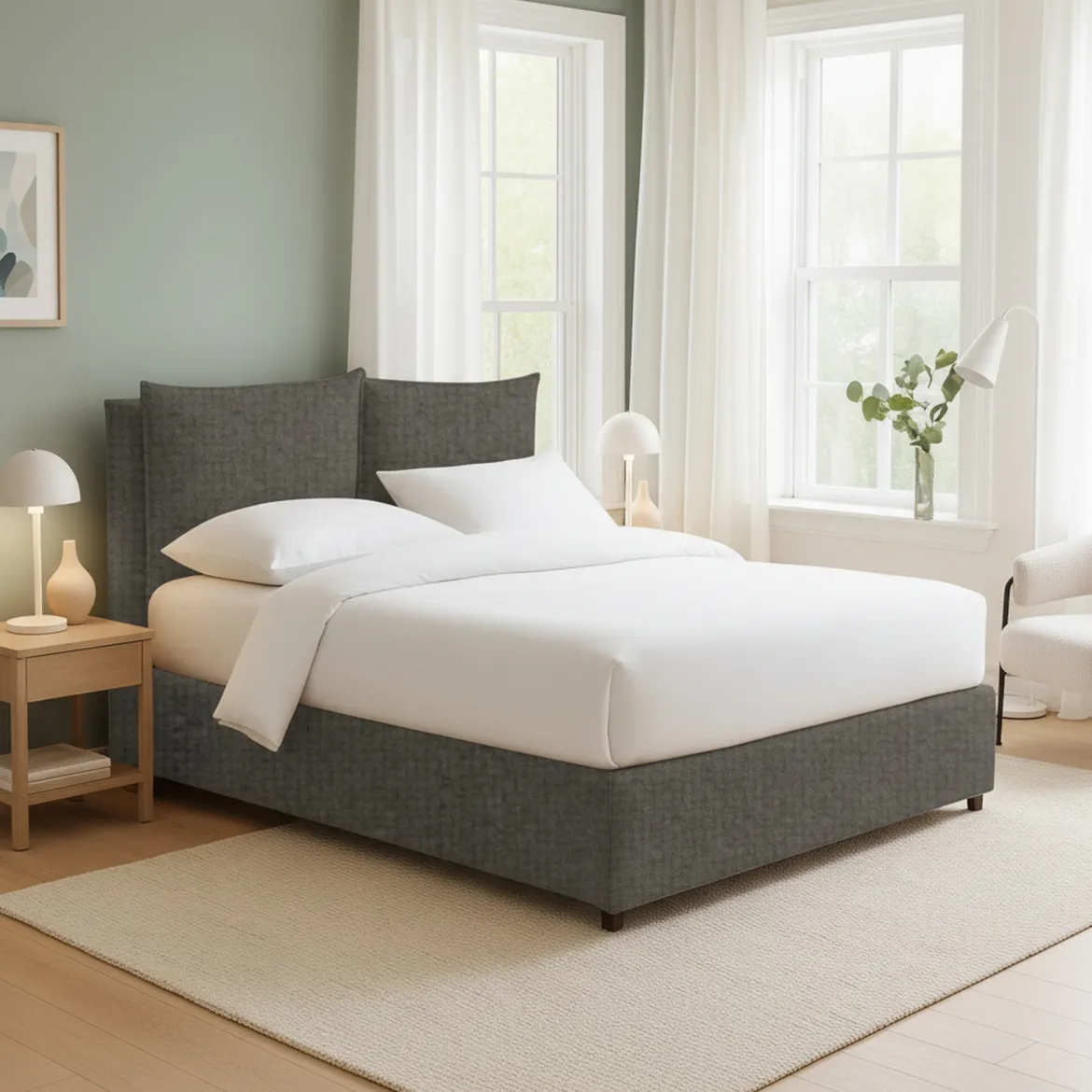 Letto Singolo Grigio Tortora Sfoderabile Contenitore, Dimensione Materasso 90x190 cm - Rosora
