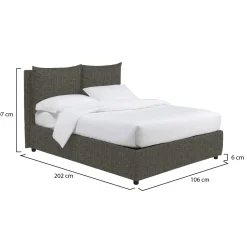 Letto Singolo Grigio Tortora Sfoderabile Contenitore, Dimensione Materasso 90x190 cm - Rosora