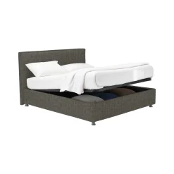 Letto Singolo Grigio Tortora Sfoderabile Contenitore, Dimensione Materasso 90x190 cm - Stazzano