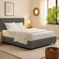 Letto Singolo Grigio Tortora Sfoderabile Contenitore, Dimensione Materasso 90x200 cm - Iudica
