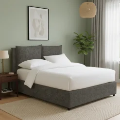 Letto Singolo Grigio Tortora Sfoderabile Contenitore, Dimensione Materasso 90x200 cm - Oncino