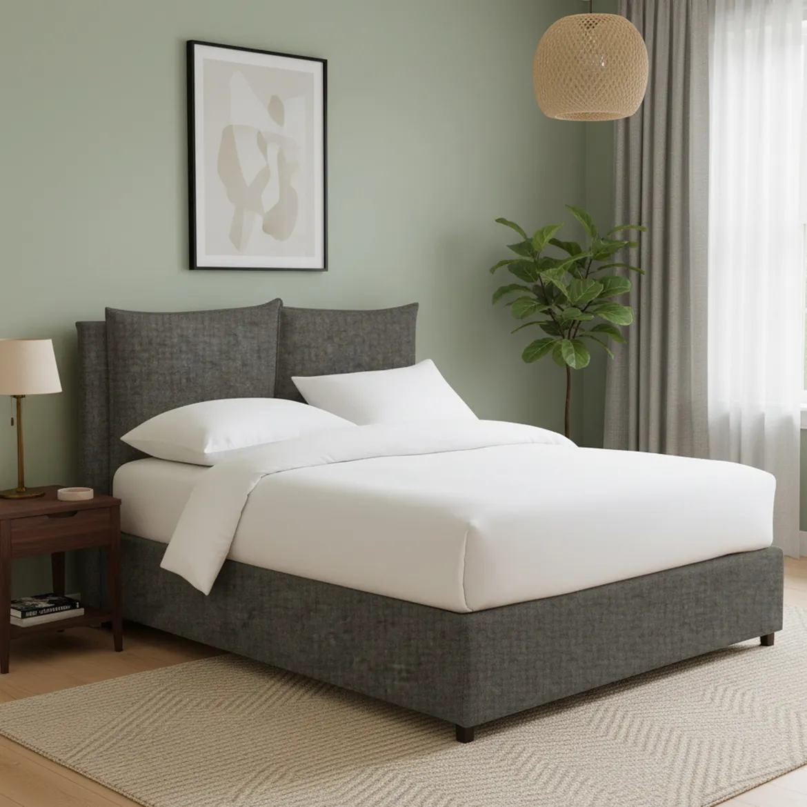 Letto Singolo Grigio Tortora Sfoderabile Contenitore, Dimensione Materasso 90x200 cm - Serrone