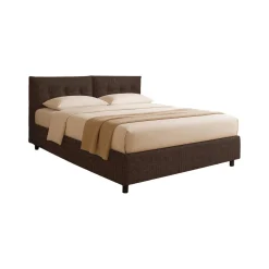 Letto Singolo Marrone Sfoderabile Contenitore, Dimensione Materasso 90x190 cm - Stazzano