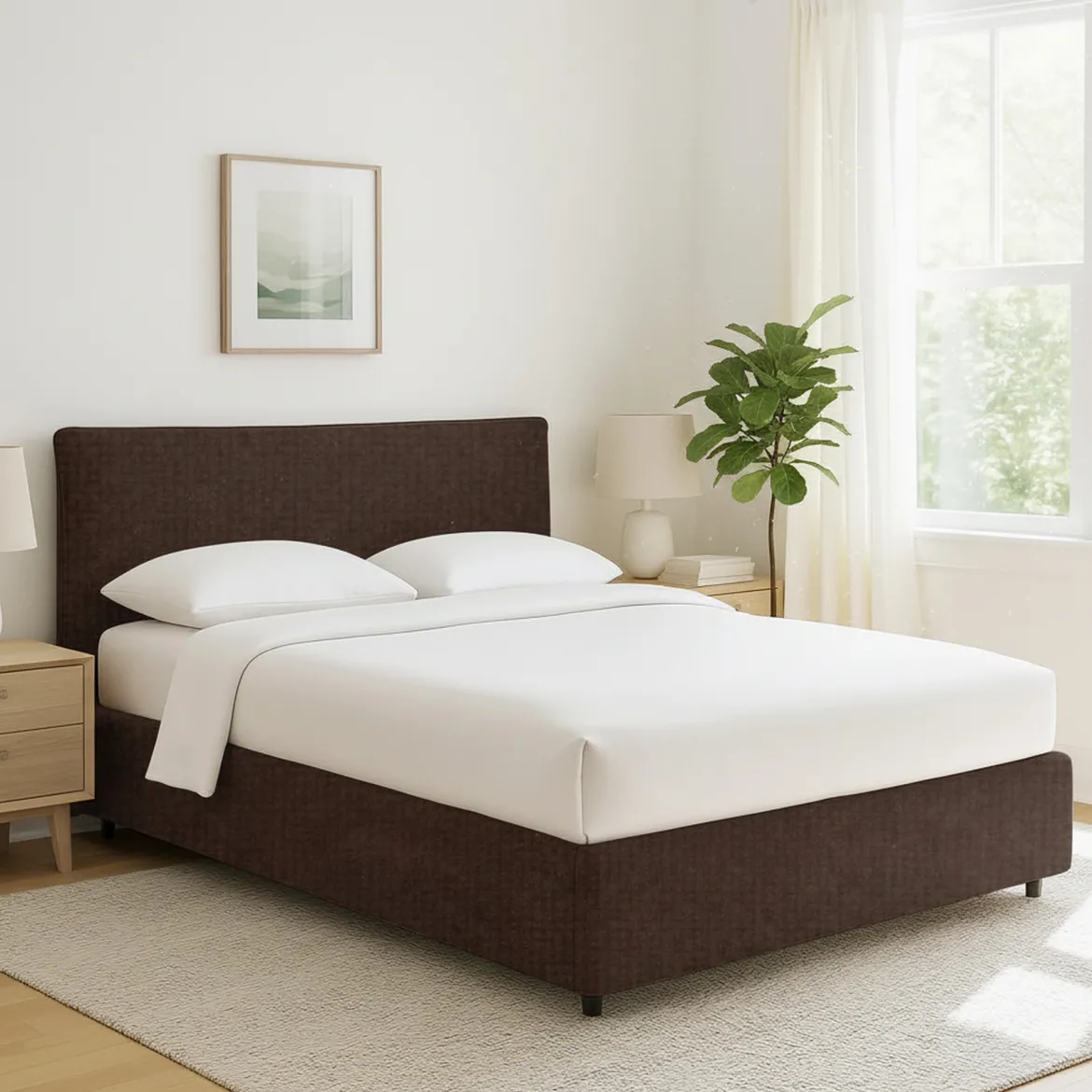 Letto Singolo Marrone Sfoderabile Contenitore, Dimensione Materasso 90x200 cm - Cerzeto