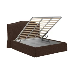 Letto Singolo Marrone Sfoderabile Contenitore, Dimensione Materasso 90x200 cm - Copparo