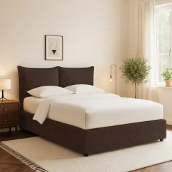 Letto Singolo Marrone Sfoderabile Contenitore, Dimensione Materasso 90x200 cm - Maccagno