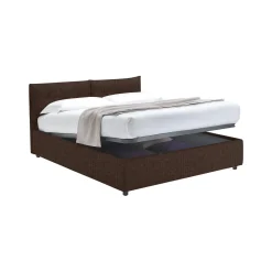 Letto Singolo Marrone Sfoderabile Contenitore, Dimensione Materasso 90x200 cm - Oncino