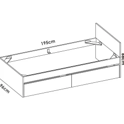 Letto singolo moderno bianco e rovere 194x95 - Arcade