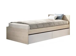 Letto singolo moderno bianco e rovere 194x95 - Arcade