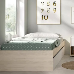 Letto singolo moderno rovere e bianco 194x95cm adatto per materasso 90x190 cm - Neki