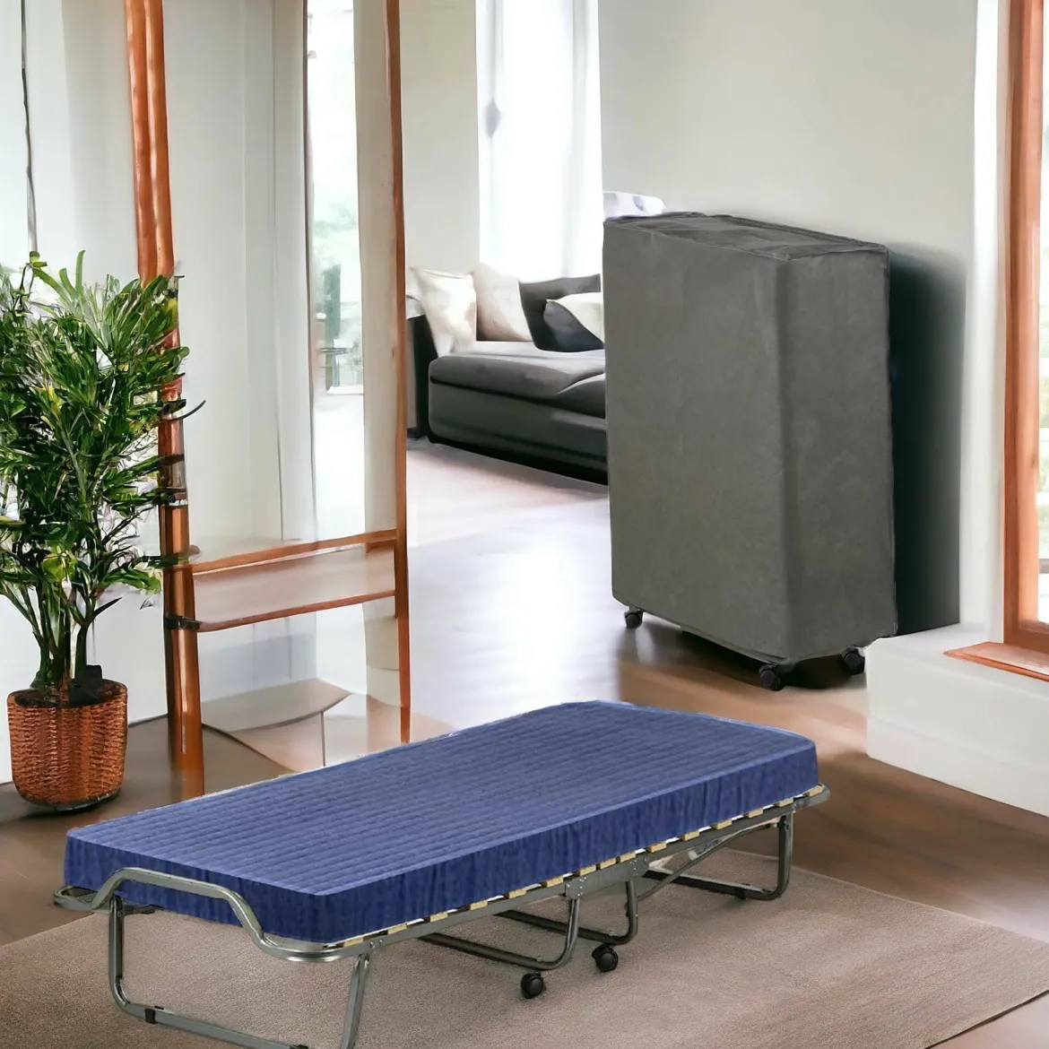 Letto singolo pieghevole sfoderabile 200x80cm blu - Ascea