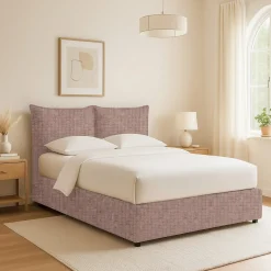 Letto Singolo Rosa Antico Sfoderabile Contenitore, Dimensione Materasso 90x190 cm - Rosora