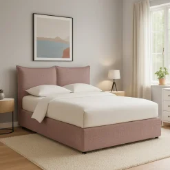 Letto Singolo Rosa Antico Sfoderabile Contenitore, Dimensione Materasso 90x200 cm - Lapedona