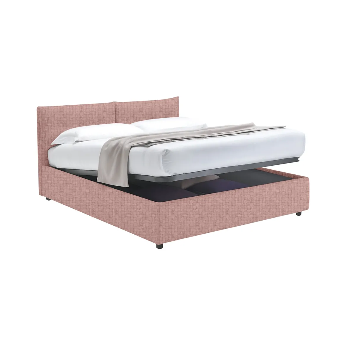 Letto Singolo Rosa Sfoderabile Contenitore, Dimensione Materasso 90x190 cm - Supino