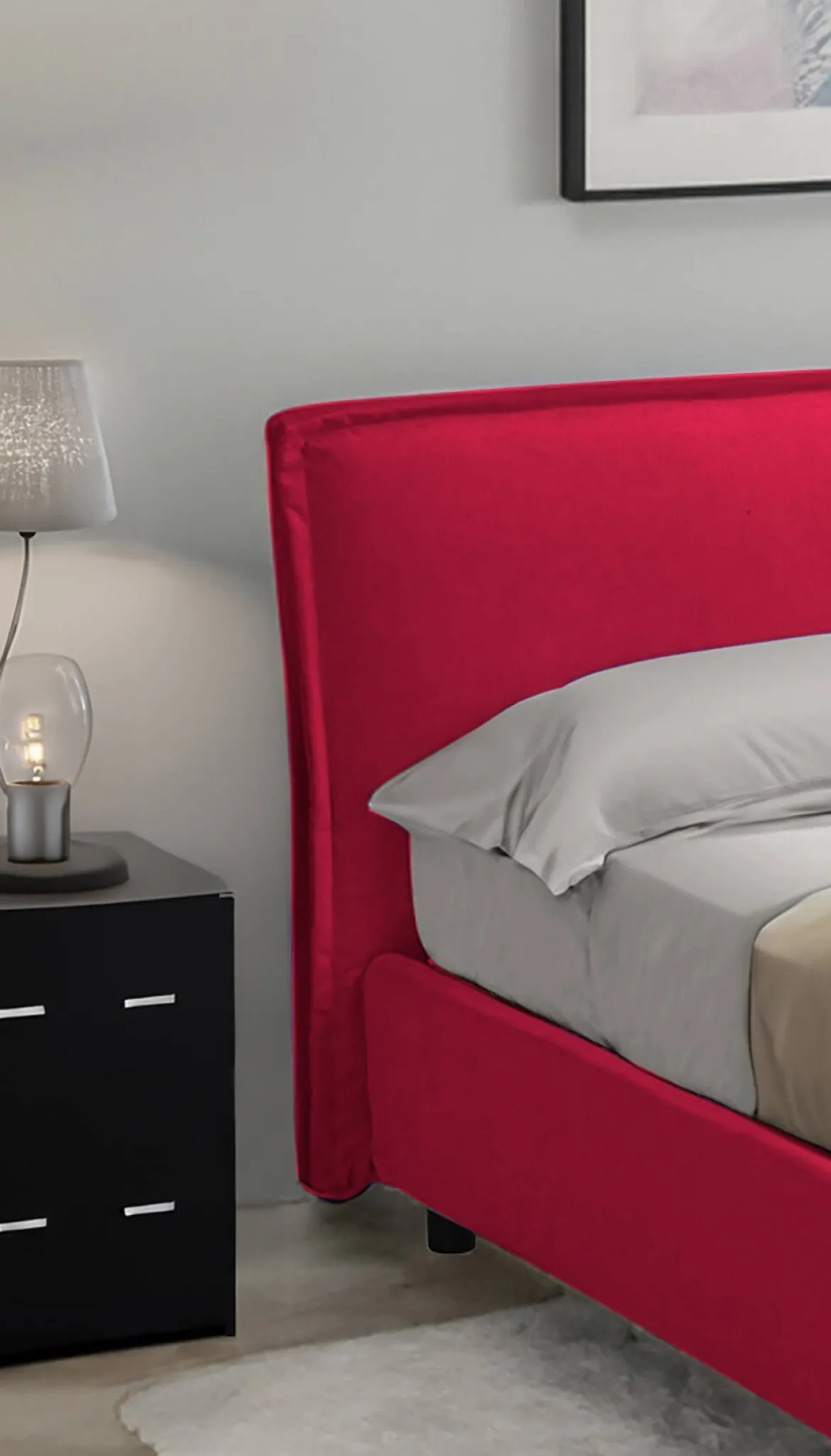 Letto Singolo Rosso Materasso Incluso Sfoderabile, Contenitore Made in Italy - Atrelmo