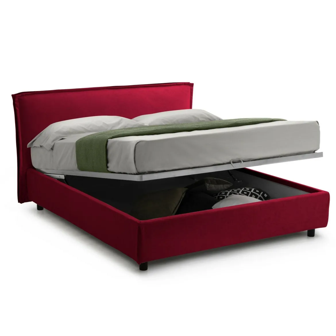 Letto Singolo Rosso Materasso Incluso Sfoderabile, Contenitore Made in Italy - Brozolo