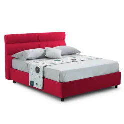 Letto Singolo Rosso Sfoderabile Contenitore, Dimensione Materasso 80x190 cm Made in Italy - Brez