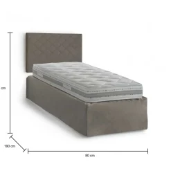 Letto singolo tortora 80x190cm materasso incluso - Ascra