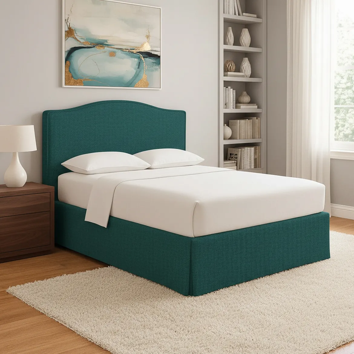 Letto Singolo Verde Petrolio Sfoderabile Contenitore, Dimensione Materasso 90x200 cm - Copparo