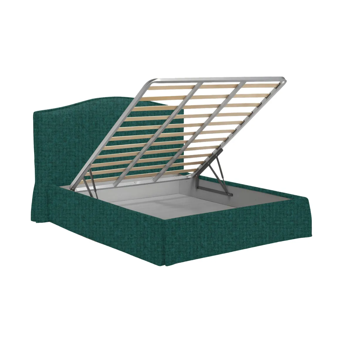 Letto Singolo Verde Petrolio Sfoderabile Contenitore, Dimensione Materasso 90x200 cm - Copparo