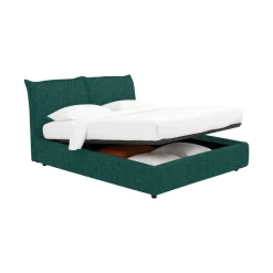 Letto Singolo Verde Petrolio Sfoderabile Contenitore, Dimensione Materasso 90x200 cm - Lapedona
