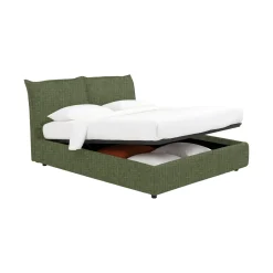 Letto Singolo Verde Sfoderabile Contenitore, Dimensione Materasso 90x190 cm - Sinio