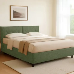Letto Singolo Verde Sfoderabile Contenitore, Dimensione Materasso 90x190 cm - Supino