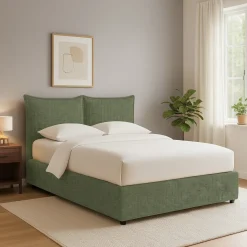 Letto Singolo Verde Sfoderabile Contenitore, Dimensione Materasso 90x200 cm - Maccagno