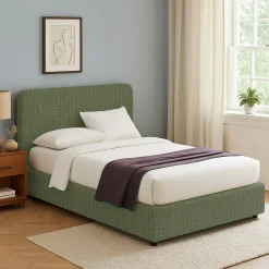 Letto Singolo Verde Sfoderabile Contenitore, Dimensione Materasso 90x200 cm - Serrone