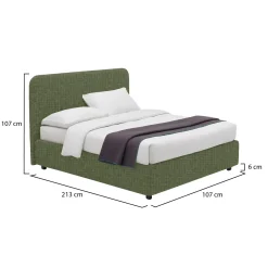 Letto Singolo Verde Sfoderabile Contenitore, Dimensione Materasso 90x200 cm - Serrone
