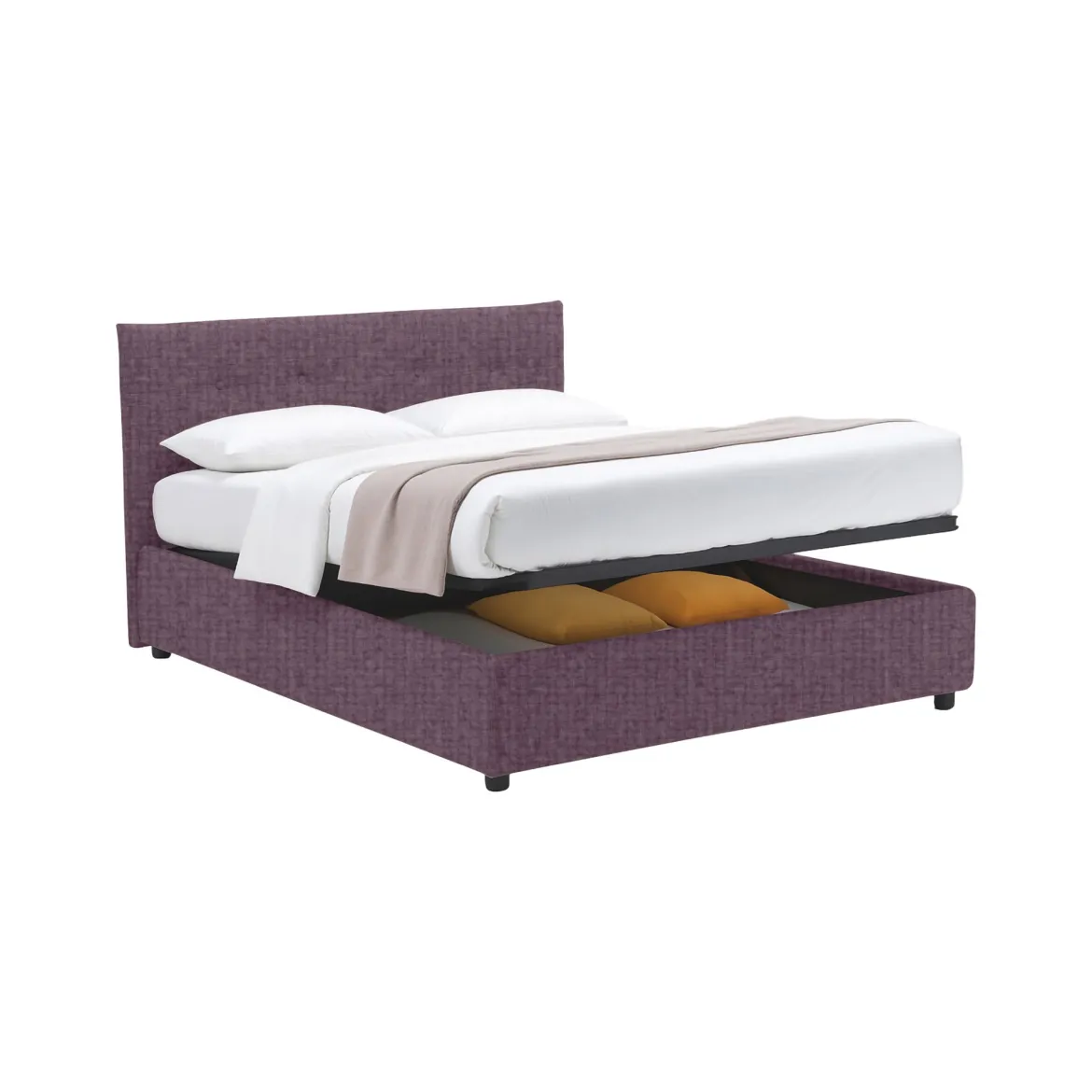 Letto Singolo Viola Lilla Sfoderabile Contenitore, Dimensione Materasso 90x190 cm - Fiumalbo