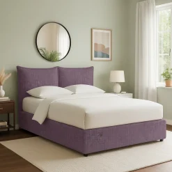 Letto Singolo Viola Lilla Sfoderabile Contenitore, Dimensione Materasso 90x200 cm - Maccagno