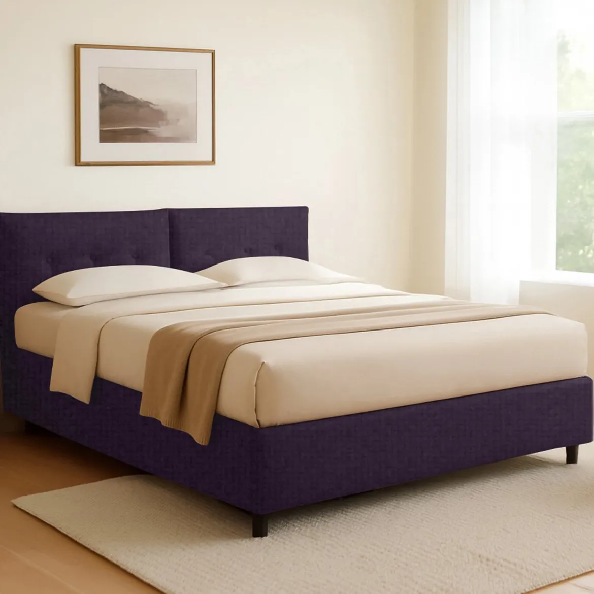 Letto Singolo Viola Sfoderabile Contenitore, Dimensione Materasso 90x200 cm - Oncino