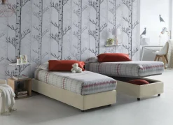 Letto una piazza con contenitore beige 95x215 - Avova