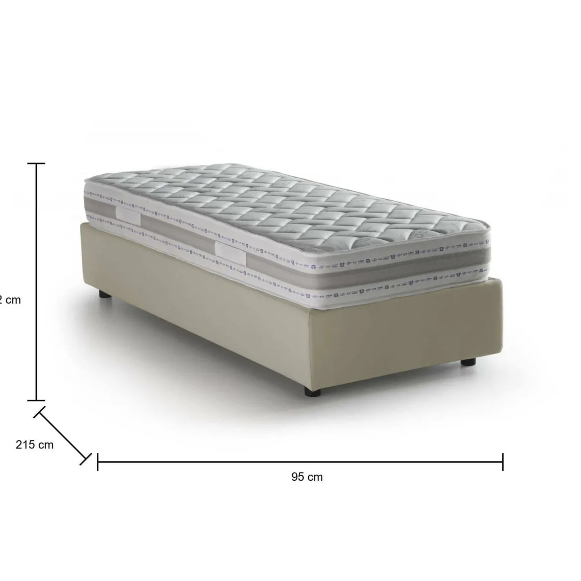 Letto una piazza con contenitore beige 95x215 - Avova
