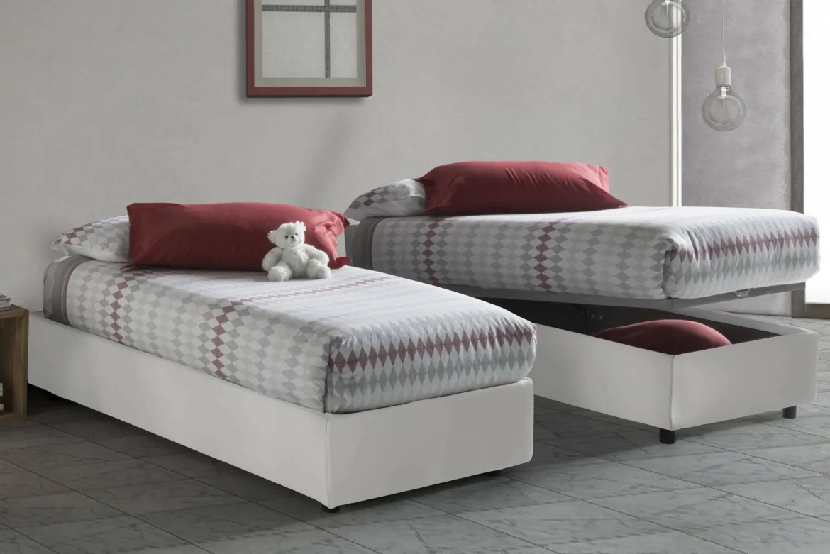 Letto una piazza con contenitore blu 95x215 - Boudicca