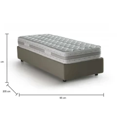 Letto una piazza con contenitore tortora 95x205 - Ermanna