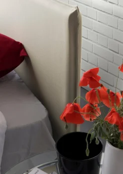 Letto una piazza contenitore beige 105x205cm rivestimento in tessuto - Arminius