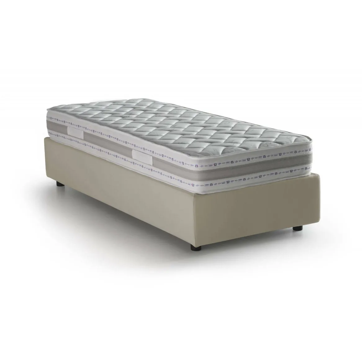 Letto una piazza contenitore beige 105x205cm sfoderabile - Addison