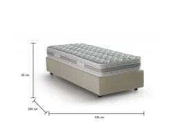 Letto una piazza contenitore beige 105x205cm sfoderabile - Addison