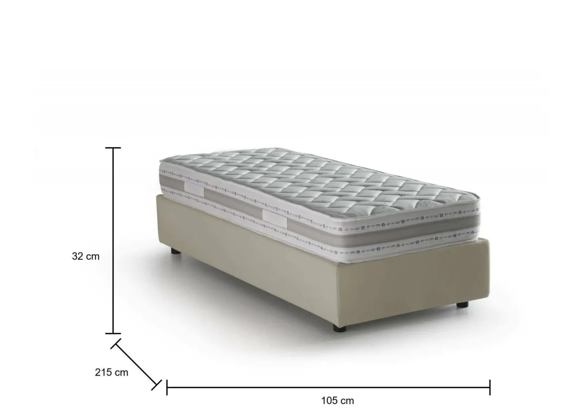 Letto una piazza contenitore beige 105x215cm sfoderabile - Arzon