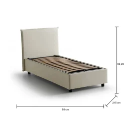 Letto una piazza contenitore beige 95x215cm comodo - Ancara