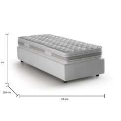 Letto una piazza contenitore bianco 105x205cm rivestimento in tessuto - Addison