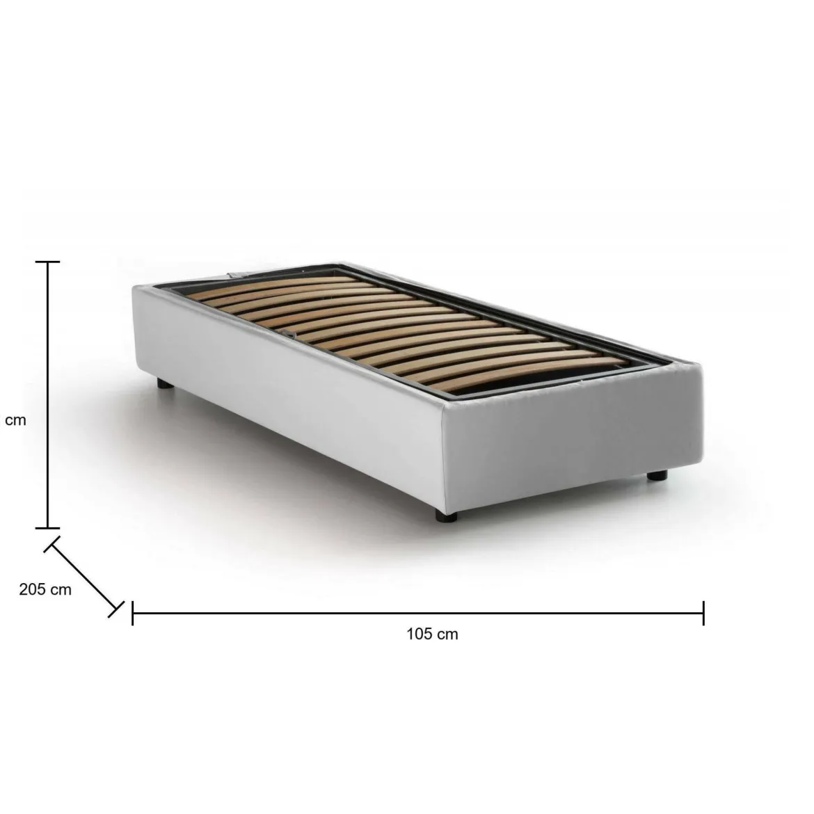Letto una piazza contenitore bianco 105x205cm sfoderabile - Acrostico