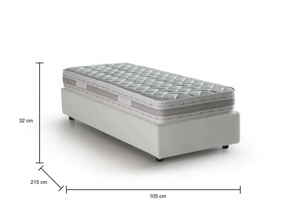 Letto una piazza contenitore bianco 105x215cm comodo - Richilde