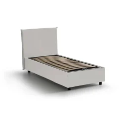 Letto una piazza contenitore bianco 105x215cm rivestito in ecopelle - ArtemisiaI