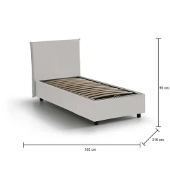 Letto una piazza contenitore bianco 105x215cm sfoderabile - Acetico