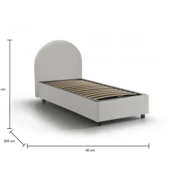 Letto una piazza contenitore bianco 95x205cm rivestito in ecopelle - Andry