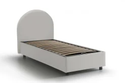 Letto una piazza contenitore bianco 95x205cm rivestito in ecopelle - Andry