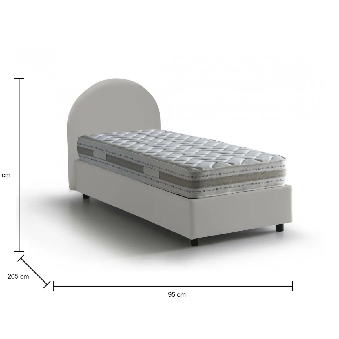 Letto una piazza contenitore bianco 95x205cm sfoderabile - Cirilla
